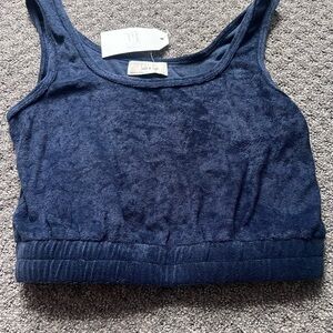 NWT Navy terrycloth tank top cropped